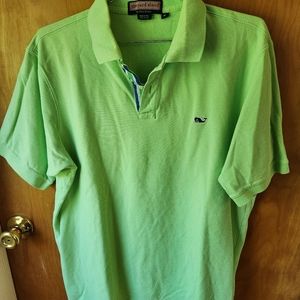 Vineyard Vines short sleeve polo, light green pique cotton, M